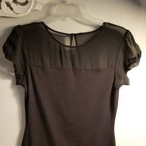 Express/Sheer Neckline/Black/Blouse